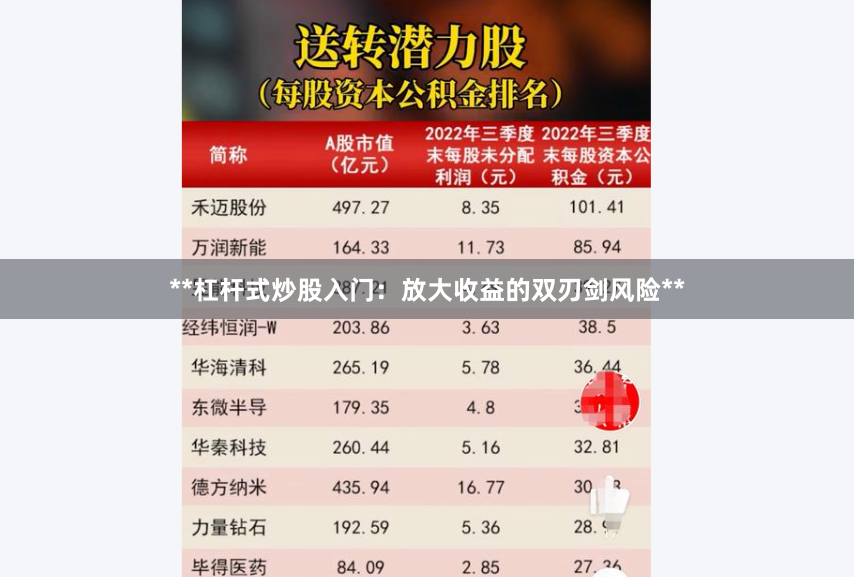 **杠杆式炒股入门：放大收益的双刃剑风险**